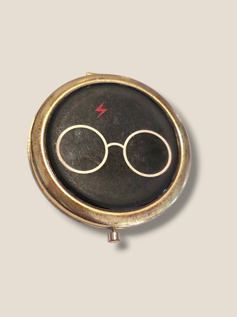 Harry Potter Fab Ny Round Compact Mirror with Black Harry-Inspired Icon